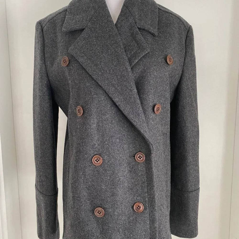 J. Crew Women's Charcoal Gray Wool Pea Coat - Picture 4 of 8